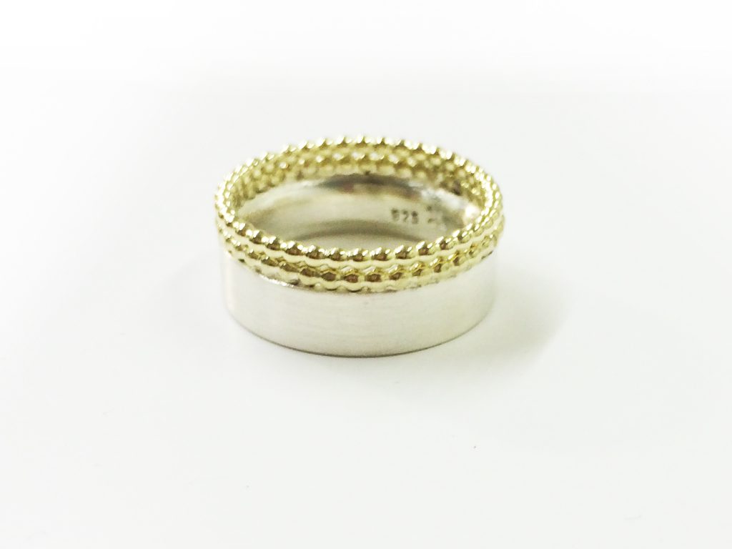 Ringe in allen Variationen 91 Silberring mit Gelbgold-Applikation