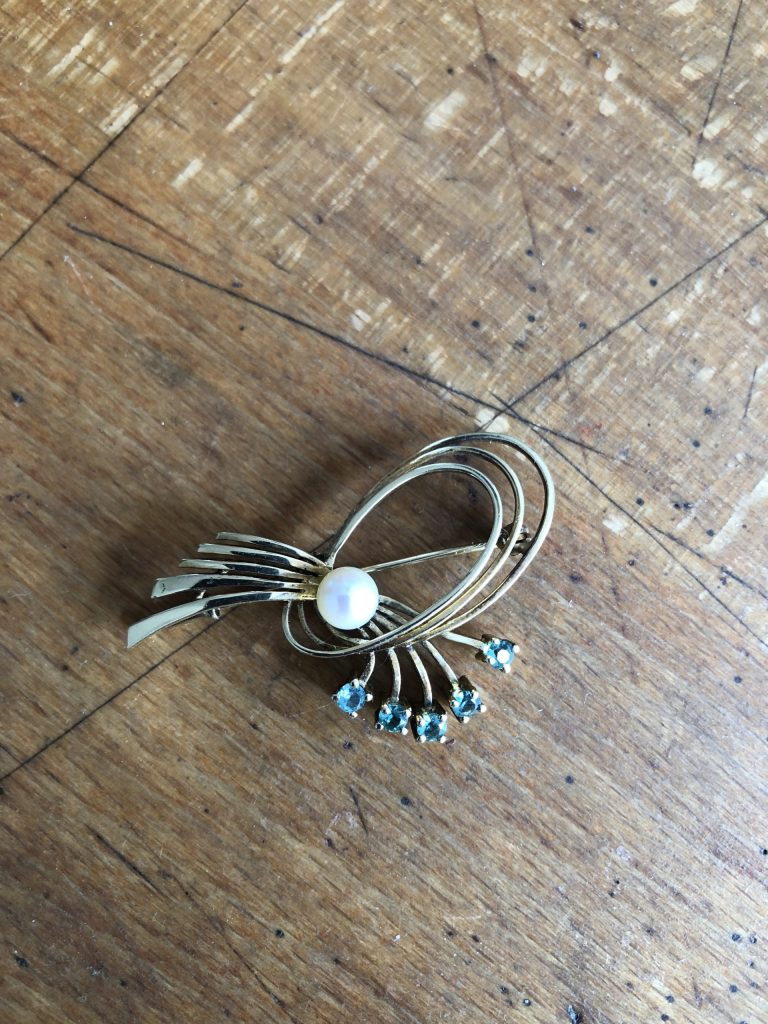 Anhänger aus einer Brosche 2 Brosche mit Paraiba-Turmalinen