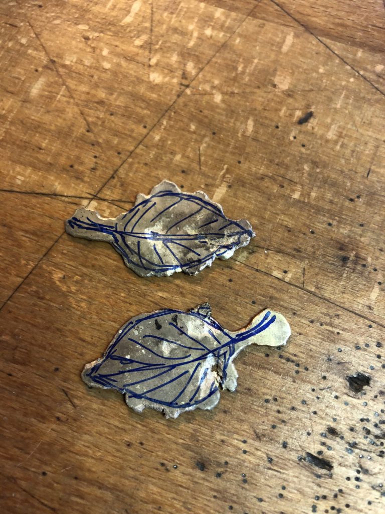 Buchenblätter 4 gewalzt und mit Skizze