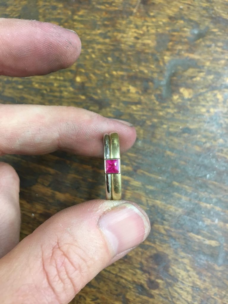 Ringe mit Rubin 2 Beisteckring mit Trauring