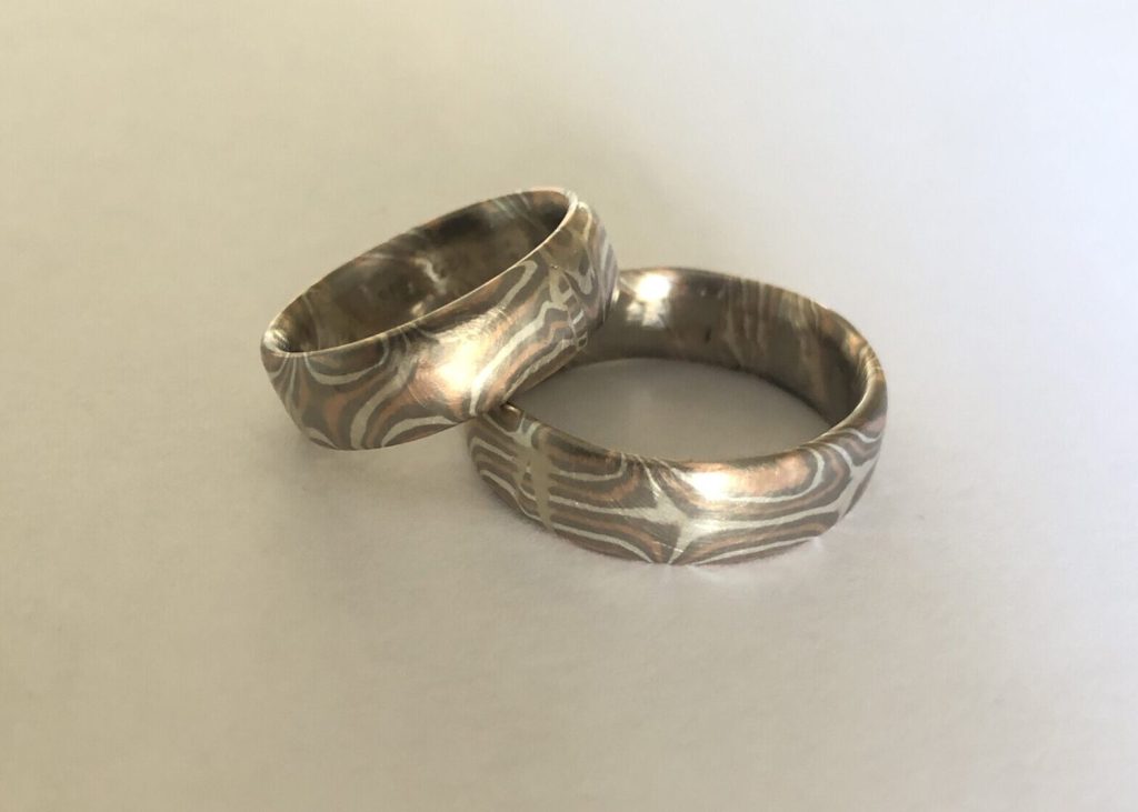 Ringe in allen Variationen 5 Mokume Gane in Silber Rotgold und Palladium
