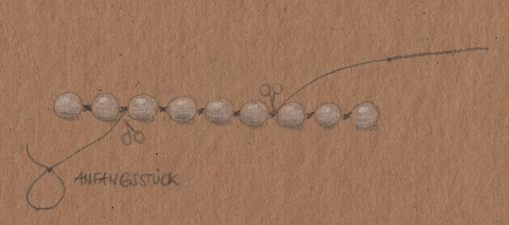 Eine Perlenkette knüpfen 6 Perlenketten-Skizze-Endloskette