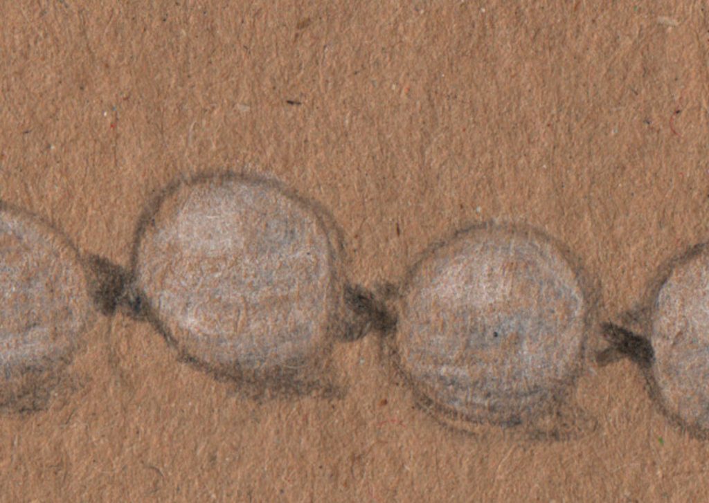 Eine Perlenkette knüpfen 5 Perlenketten Skizze Knick im Verlauf 2