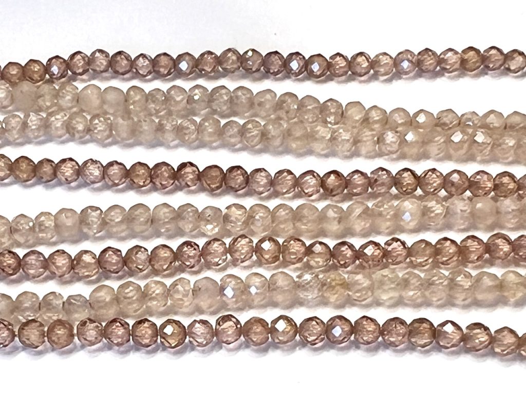 Zirkon 4 zimtfarbener Zirkon, Kugeln fac. als Strang