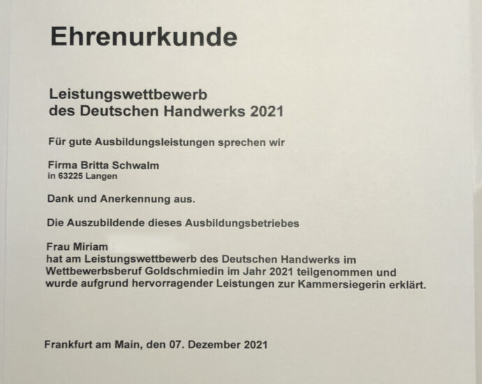 Ehrenurkunde Leistungswettbewerb